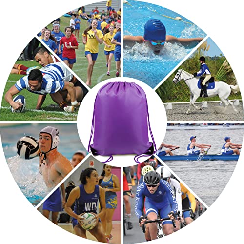 BeeGreen 20 pieces Wholesale Purple Drawstring Backpack Bags Cinch Bags Bulk Heavy Duty String Backpack Machine Washable Halloween Sackpack Outdoor Sport Bags for Women Men - color: Purple