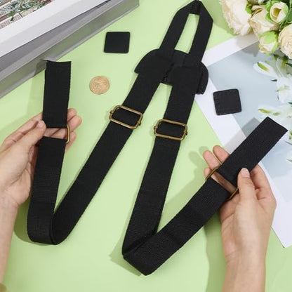 Backpack Straps Replacement Adjustable PU Leather Canvas Shoulder Strap Sewing Mount Belts for Backpacks Rucksack Daypack Laptop Back Pack Business Work Bag Travel Study DIY Craft(Brown) - color: Black