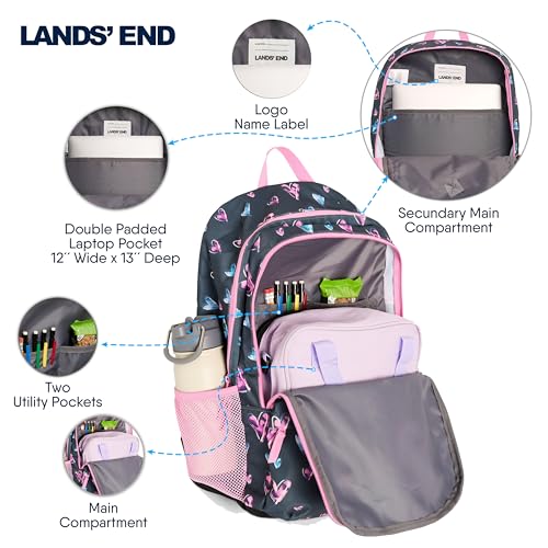 Lands' End Unisex Kids Large ClassMate Lightweight Durable Elementary School Backpack, Hot Pink - color: Hot Pink