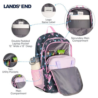 Lands' End Unisex Kids Large ClassMate Lightweight Durable Elementary School Backpack, Hot Pink - color: Hot Pink