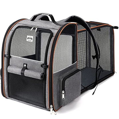 Extra Large Cat Backpack Carrier Expandable Pet Carrier Backpack for Small/Medium Dogs and Medium/Large Cats, Grey - color: Grey