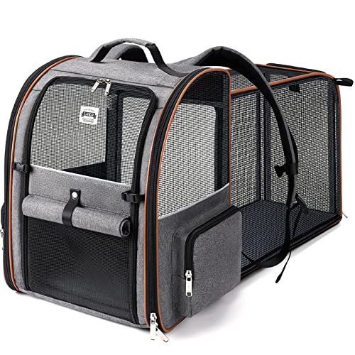Extra Large Cat Backpack Carrier Expandable Pet Carrier Backpack for Small/Medium Dogs and Medium/Large Cats, Grey - color: Grey