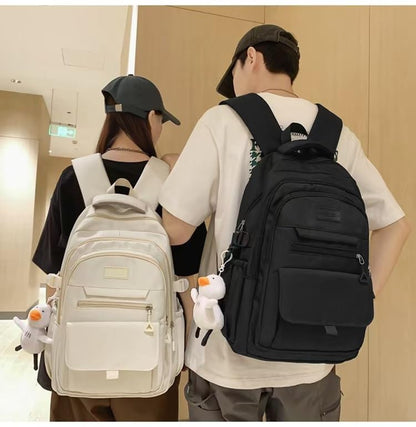 Student Backpack for Teen Girls Boys Preppy Elementary Middle School College Bookbags Cute Aesthetic Trendy Daypack (White) - color: White