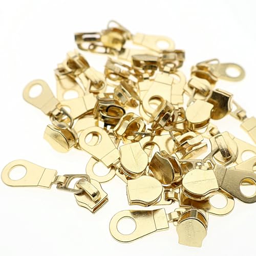 #5 Gold Metallic Nylon Coil Zipper by The Yard, Bulk 10 Yards Black Tape Gold Teeth with 25PCS Gold Zippers Pulls for Sewing, Bags, Purses YIGUANXIN - color: Black-Gold