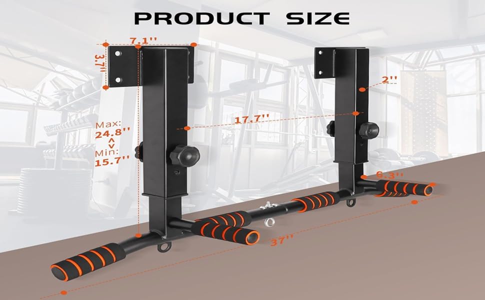 Wall Mounted Pull Up Bar Adjustable Height Heavy Duty Mounted Pull Up Bar Strength Training Equipment for for Indoor Home Gym Workout, Equipment Fitness Stand Supports to 440 Lbs