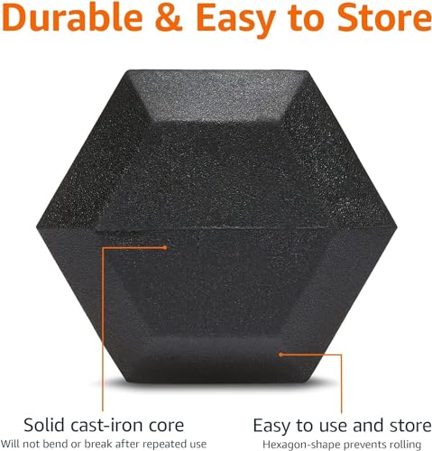 Amazon Basics Rubber Hex Dumbbell Hand Weight - size: 20 Pounds, style: 20 Pounds