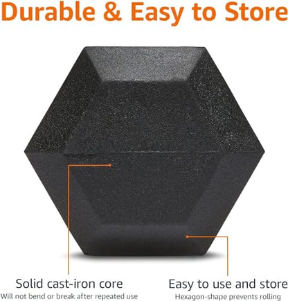 Amazon Basics Rubber Hex Dumbbell Hand Weight - size: 20 Pounds, style: 20 Pounds