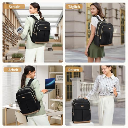 VNINE Laptop Backpack for Women 16 Inch Work Bag with Laptop Compartment Large Travel College Backpack | with Laptop Compartment - color: Black