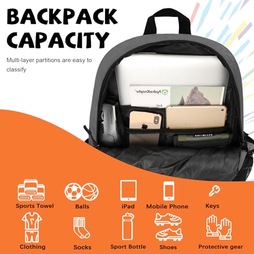 Goloni 35L Basketball Bag,Basketball Backpack with Shoe and Ball Compartment,Backpack for Soccer, Volleyball - color: dark grey