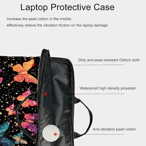 15-Inch Laptop Sleeve – Stylish, Lightweight, Shockproof, Water-Resistant Case for Lenovo, HP, Dell, Asus Notebooks - Colorful Butterflies - color: Colorful Butterflies