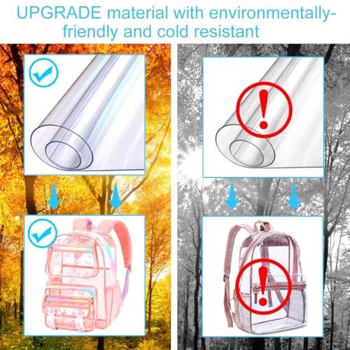 KLFVB 3PCS Clear Bookbag for Girls Heavy Duty, See Through School Backpack Set, Cute Transparent Bag for Women - Bow Pink - color: Bow Pink Clear Backpack