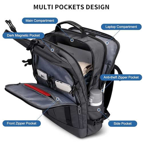 WITZMAN Travel Laptop Backpack for Men Fit 16 inch Computer Carry-on Airline Approved with USB Charging Port(B716 Silvery Grey) - color: Silvery Grey