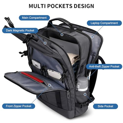 WITZMAN Travel Laptop Backpack for Men Fit 16 inch Computer Carry-on Airline Approved with USB Charging Port(B716 Silvery Grey) - color: Silvery Grey