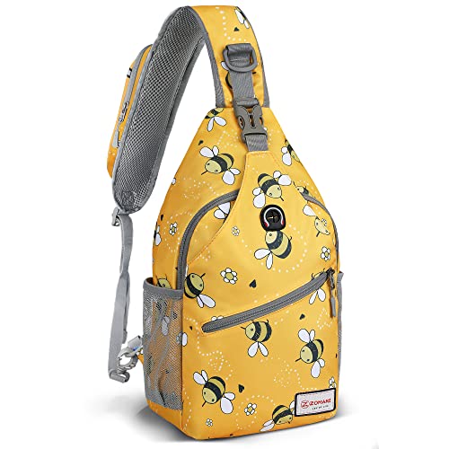 ZOMAKE Sling Bag,Small Crossbody Sling Backpack,Water Resistant Shoulder Daypack for Travel,Anti Thief Chest Bag for Hiking(Bee Yellow) - color: Bee Yellow