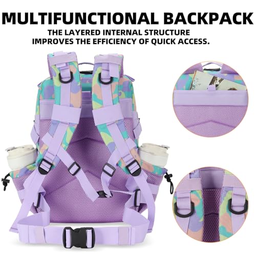 Lovelinks21 25L Tactical Military Backpack Small Travel Backpack for Men and Women Assault Pack Bug Out Bag Molle Daypack Gym Backpack with Bottle Holder (Color Camo) - color: Color Camo