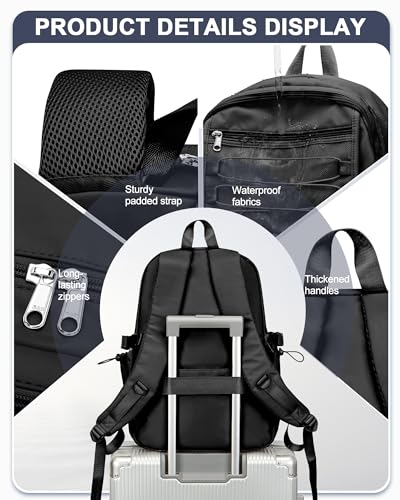 Black Backpack for Men Women, Lightweight Basic Bookbag for Teens Boys and Girls, Causal Daypack Travel Carry on Backpack fits 15.6 Inch Laptop - color: O-black
