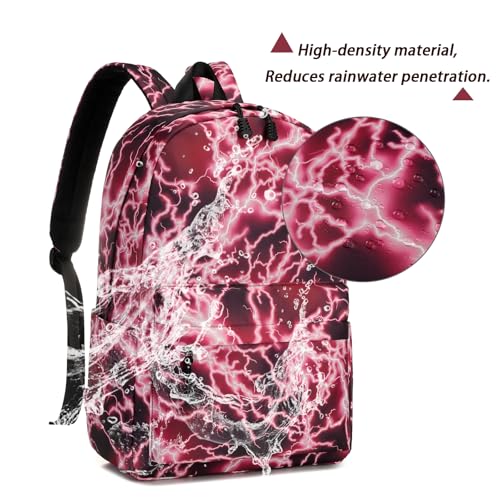 mezhsa Boy School Backpack Elementary Middle Lightning Bookbag Laptop Teenager Waterproof Lightweight 17 Inches (3Red) - color: 3red