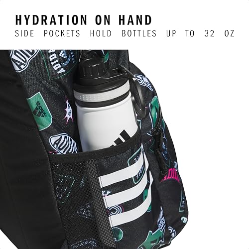 adidas 3-Stripe Classic backpack for men and women, bag with laptop sleeve - color: Rec League Black/White/5.0