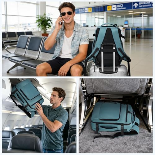 Travel Backpack, TSA Friendly Flight Approved Carry on Backpack with Laptop Compartment for Men Women, Weekender Personal Item Bag 30L, Peacock Blue - color: Peacock Blue