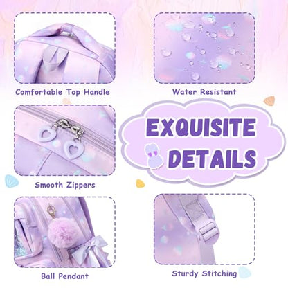 PIG PIG GIRL Kids Backpack for Girls - School Bags for Middle School Students - Book Bag for Elementary Primary - Kawaii Ita Backpack - Purple Shell - color: Purple Shell