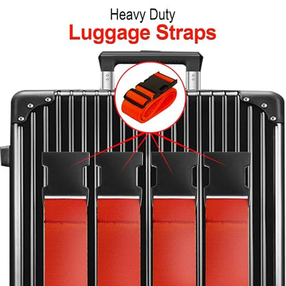 Luggage Straps for Suitcases TSA Approved Travel Belt 4 Pack by Chelmon (Red) - color: Red