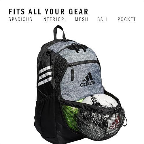 adidas Stadium 4 Soccer Backpack – Team Sports Bag with Ball Pocket, 36L - color: Jersey Onix Grey/3.0