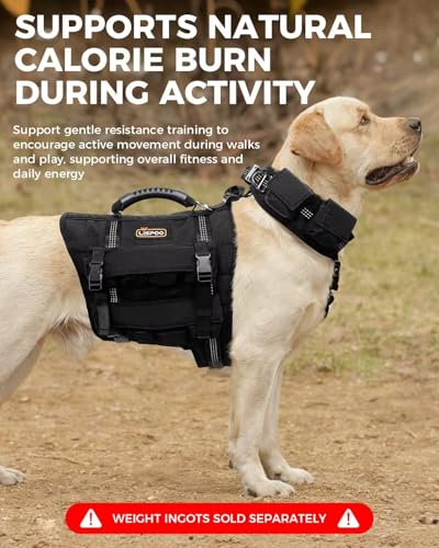 Dog Weight Vest for Exercise, Adjustable Dog Training Vest with Pocketed Design, No Weights Included, Reflective Walking and Conditioning Vest for Medium and Large Dogs, L - size: L