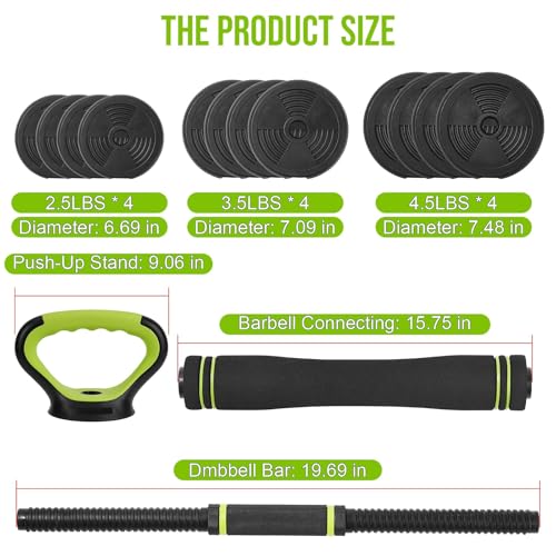 4-in-1 Adjustable Dumbbell Set, 30/44/66/88 Lbs Free Weights Set with Connector, Fitness Exercise Equipment Used As Kettlebells, Barbell, Push Up Stand, Weights Set for Home Gym Suitable Women/Men - size: 44 Lbs Round