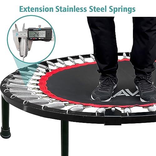 RAVS Mini Trampoline for Kids Adults 40"/48" Foldable Fitness Rebounder Kids Trampoline with 5 Levels Height Adjustable Handle Resistance Bands Indoor Workout - size: 40-inch