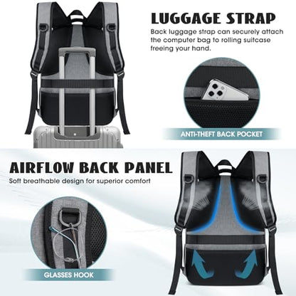 Travel Laptop Backpack, 17 Inch Extra Large Laptop Backpack with USB Charging Hole 45L Anti Theft Travel Backpack Water Resistant College Business Computer Bag Fit 17.3 Inch Laptop for Men Women Grey - color: Grey