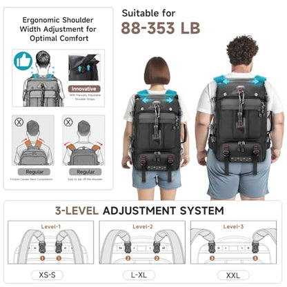 SWICKY Travel Backpack for Men, 50L Carry On Flight Approved Convertible Duffle Bag with Shoe Compartment, 17 inch Laptop Backpack Luggage Bag with USB Charging Port for Weekender Camping Hiking