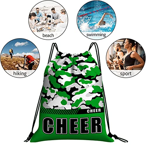 Drawstring Backpack Waterproof Gym Drawstring Bags Sports String Bag Camo Sackpack-Green Cheer Drawstring Bag - color: Cheer Drawstring Bags-camo Green