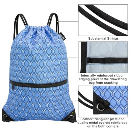 HOLYLUCK Drawstring Backpack Bag Sport Gym Sackpack - color: Blue Windmill