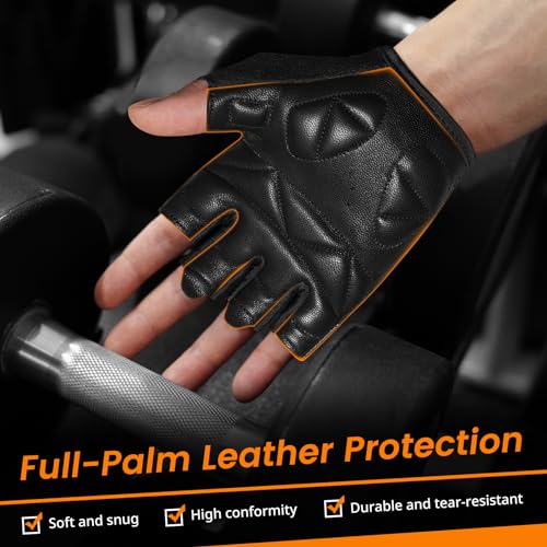 ATERCEL Premium Leather Workout Gloves, Ideal for Men and Women, Suitable for Weightlifting, Gym, Cycling - size: Large