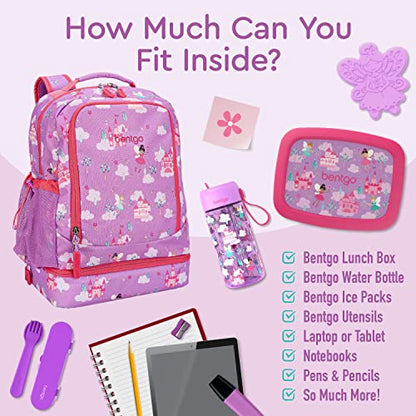 Bentgo Kids 2-in-1 Backpack & Insulated Lunch Bag - Durable 16” Backpack & Lunch Container in Unique Prints for School & Travel - Water Resistant, Padded & Large Compartments (Fairies) - color: Fairies