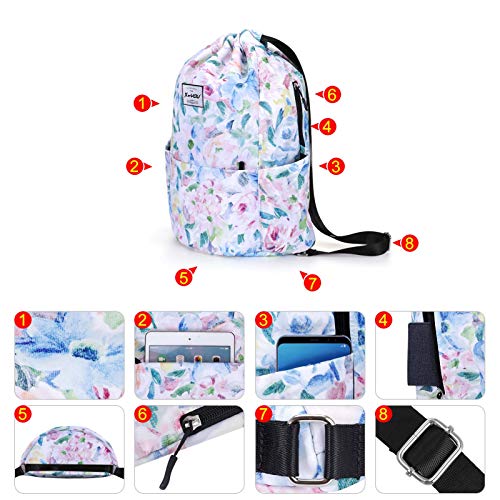 XEYOU Drawstring Sports Backpack Lightweight Gym Yoga Sackpack Shoulder Rucksack Casual Outdoor Daypack for Women and Men | Lightweight - color: Oil Painting Flowers