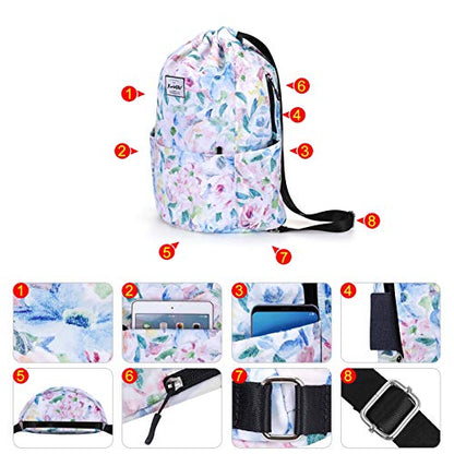 XEYOU Drawstring Sports Backpack Lightweight Gym Yoga Sackpack Shoulder Rucksack Casual Outdoor Daypack for Women and Men | Lightweight - color: Oil Painting Flowers