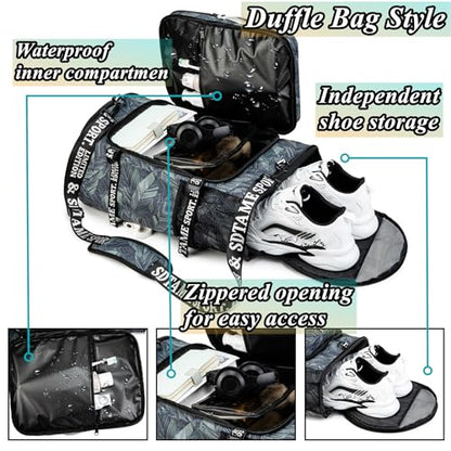 Gym Duffle Bag Backpack with Shoe Compartment,4 ways Travel Backpack for Women and Men,Multi-Functional Weekender bag with Waterproof Layer&Laptop Compartment for Fitness, Travel,Camping - color: Silver
