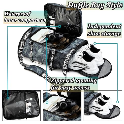 Gym Duffle Bag Backpack with Shoe Compartment,4 ways Travel Backpack for Women and Men,Multi-Functional Weekender bag with Waterproof Layer&Laptop Compartment for Fitness, Travel,Camping - color: Silver