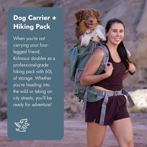 K9 Sport Sack Kolossus - X-Large, Myrtle Green - The Big Dog Backpack - Ideal for Dogs 23-25” Long - Fully Adjustable Pet Carrier - Doubles as a Professional-Grade 60L Hiking Pack