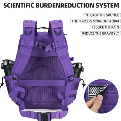 Lovelinks21 45L Tactical Assault Backpack 3 day assault pack with Molle Waterproof backpack Rucksack for Tactical Backpacks (Purple) - color: Purple