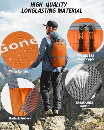 Gonex Ultra Lightweight Packable Backpack Daypack Handy Foldable Camping Outdoor Travel Cycling Backpacking - color: Orange