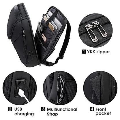 BANGE Business Smart Backpack Waterproof fit 15.6 Inch Laptop Backpack with USB Charging Port,Travel Durable Backpack - color: Black