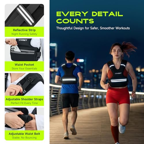 Weighted Vest, 8-14lb/9-15lb/11-20lb/20-32lb Silicone Soft Iron Adjustable Weight Vest for Women Men with 6 Removable Blocks, Shoulder & Waist Adjustable Workout Vest for Training Walking Yoga - size: 9-15lbs