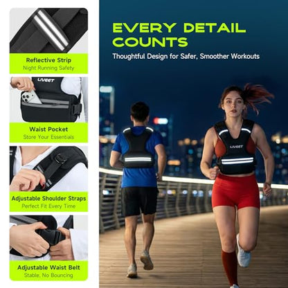 Weighted Vest, 8-14lb/9-15lb/11-20lb/20-32lb Silicone Soft Iron Adjustable Weight Vest for Women Men with 6 Removable Blocks, Shoulder & Waist Adjustable Workout Vest for Training Walking Yoga - size: 9-15lbs