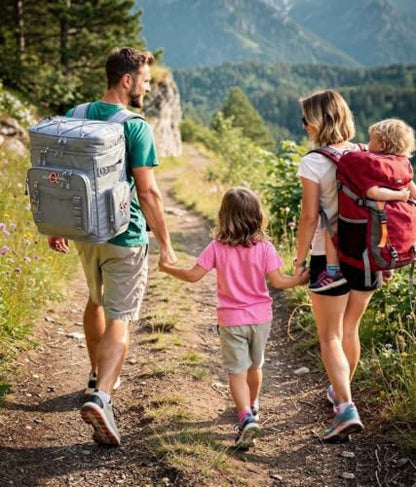 Alphasonik Cooler Backpack 40 Cans Insulated Backpack Cooler for Men & Women, 2 Leak Proof Compartments Coolers Bag for Beach Travel Picnic Hiking BBQ Fishing Outdoor Camping - color: White