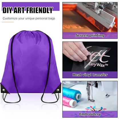 Grneric 100 Pieces Drawstring Backpack Bulk Cinch Sackpack Ployster Drawstring Bags for Gym Party Trip(Purple) - color: Purple