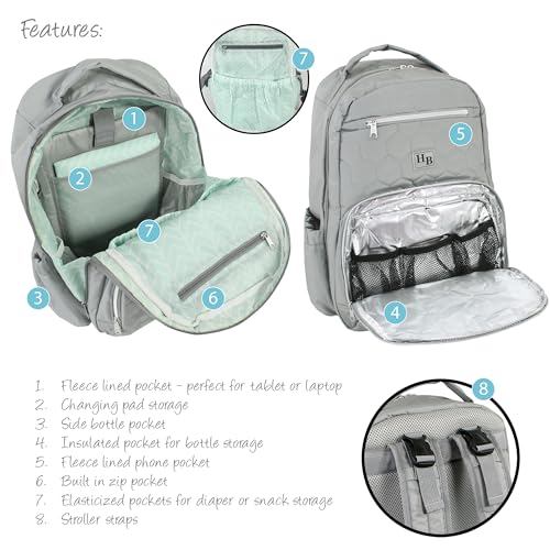 Hudson Baby Unisex Baby Premium Diaper Bag Backpack and Changing Pad, Gray, One Size - color: Gray