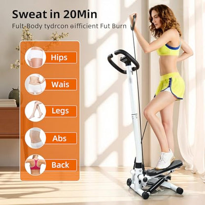 Steppers for Exercise at Home, Mini Stepper with Resistance Bands, Hydraulic Fitness Stepper with LCD Monitor, 360LBS Weight Capacity Portable Stair Stepper for Small Spaces - size: Large