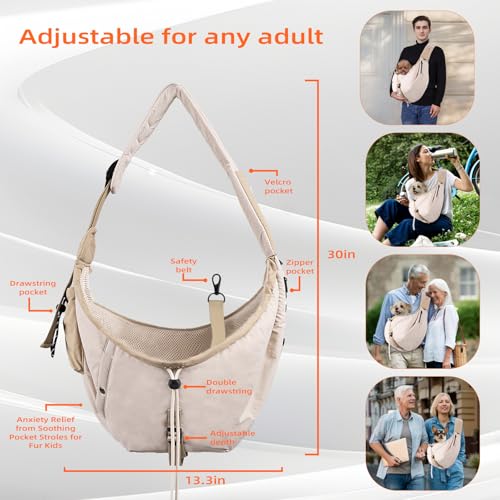 Dog Carrier Sling, Dog Carriers for Small Dogs Up to 20lbs, Beige - color: Beige